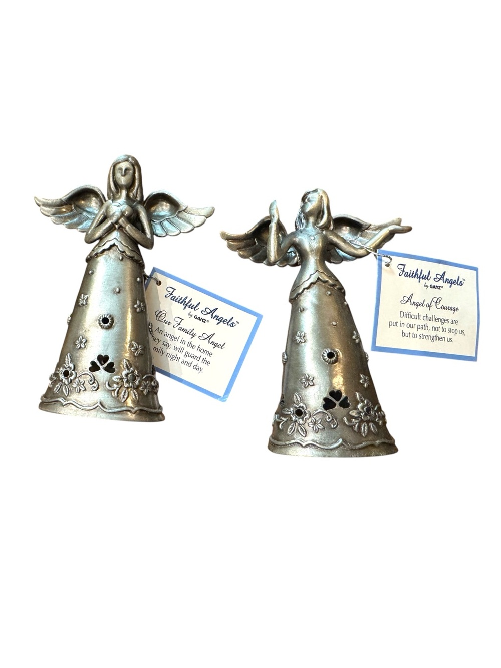 Faithful Angels Silver Pewter Decorative Angel Figurines (Set of 2) Ganz